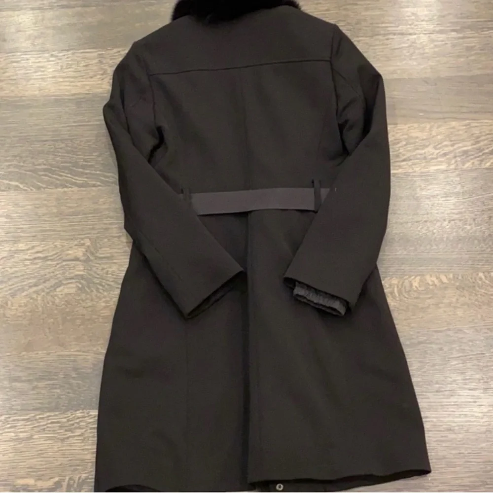 Prada Black Nylon Coat with Fur Detail - Picture 3 of 5